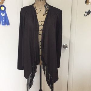 Suede and knit fringe jacket